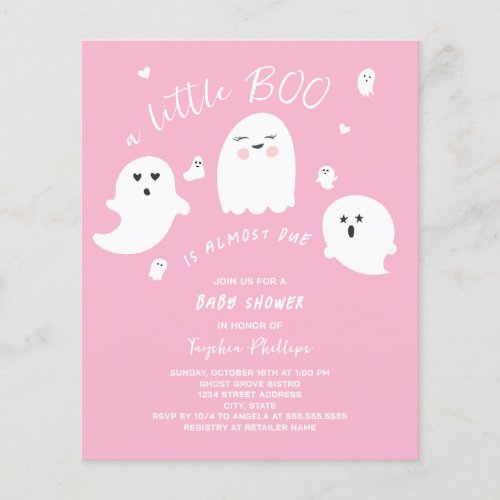 Ghost Budget Pink Halloween Baby Girl Shower