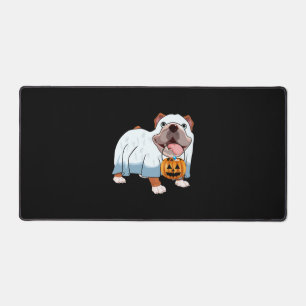 Ghost Bulldog Halloween Dog Desk Mat