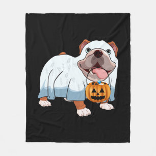 Ghost Bulldog Halloween Dog Fleece Blanket