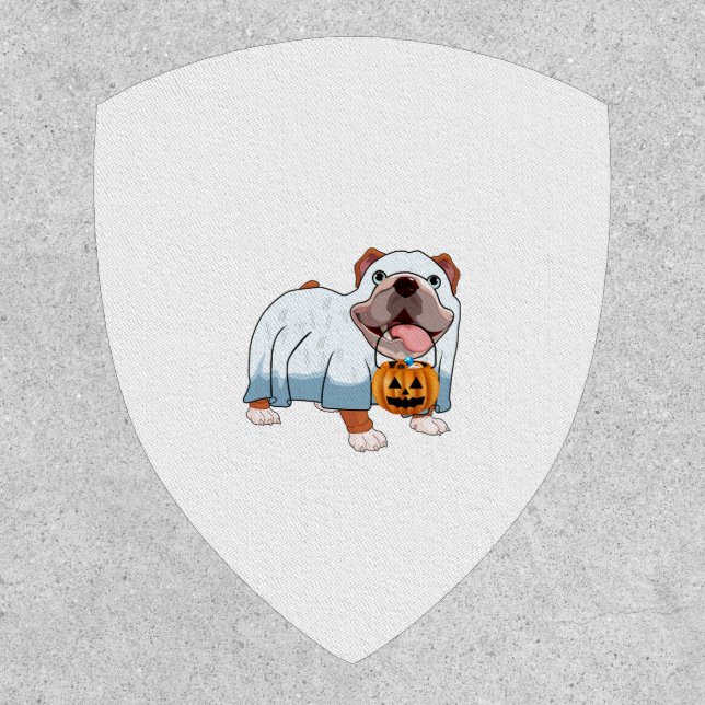 Ghost Bulldog Halloween Dog Patch (Front)