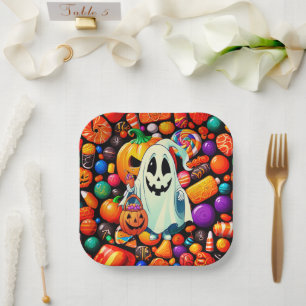 Ghost Candy Halloween Cute Paper Plates