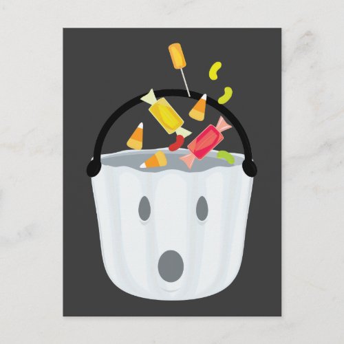 Ghost candy pail postcard