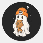 Ghost Capybara Halloween Animal Lover Beenie Hat B Classic Round Sticker