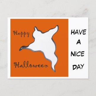 Ghost Cartoon Happy Halloween Cust. Postcard