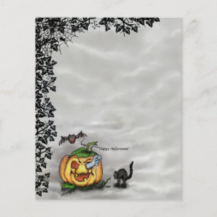 Ghost , Cat , Bat and Pumpkin , Happy Halloween!