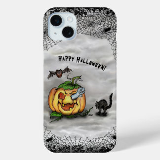 Ghost , Cat , Bat and Pumpkin , Happy Halloween! iPhone 15 Plus Case