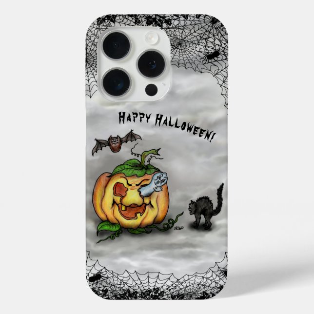 Ghost , Cat , Bat and Pumpkin , Happy Halloween! Case-Mate iPhone Case (Back)
