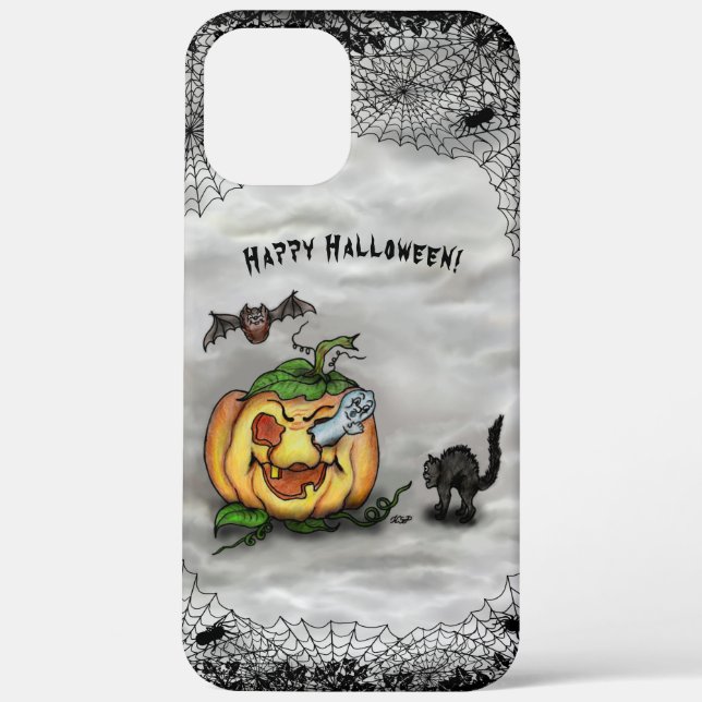 Ghost , Cat , Bat and Pumpkin , Happy Halloween! Case-Mate iPhone Case (Back)