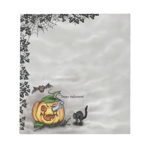 Ghost  Cat  Bat and Pumpkin  Happy Halloween Notepad