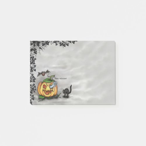 Ghost  Cat  Bat and Pumpkin  Happy Halloween Post_it Notes