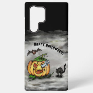 Ghost , Cat , Bat and Pumpkin , Happy Halloween! Samsung Galaxy S22 Ultra Case