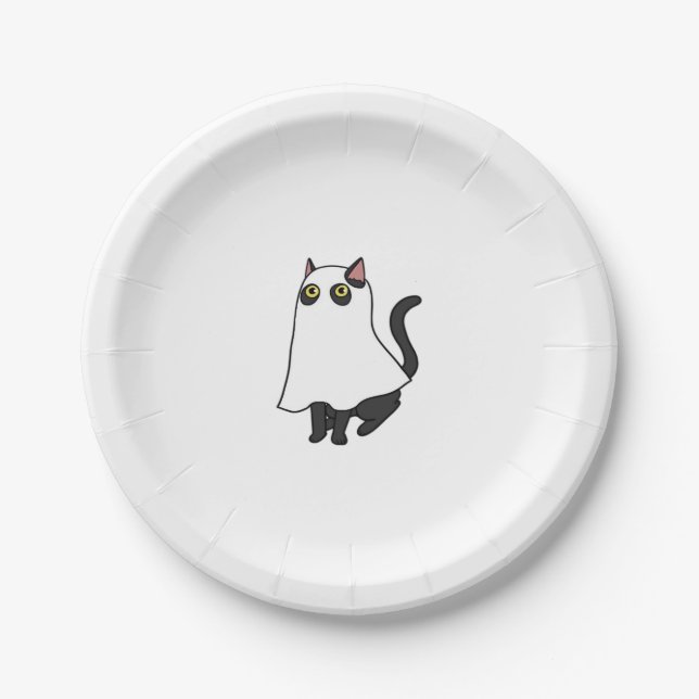 Ghost Cat Classic T-Shirt_2 Paper Plates (Front)