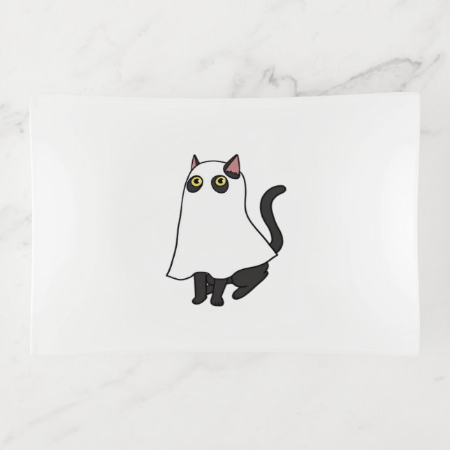 Ghost Cat Classic T-Shirt_2 Trinket Tray (Front)