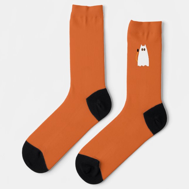 Ghost Cat Halloween Socks (Left)