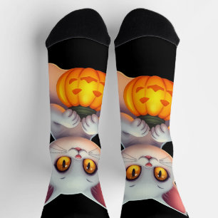 Ghost Cat Halloween Socks – Magical & Cozy Gift