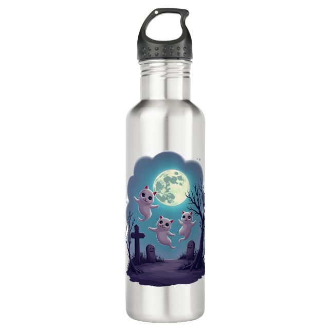 Ghost Cat Parade Stainless Steel Water Bottle (Front)