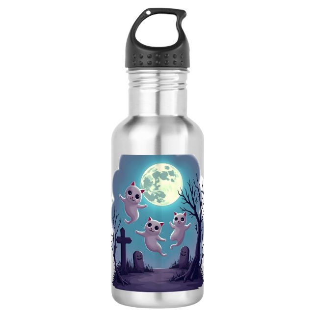 Ghost Cat Parade Stainless Steel Water Bottle (Front)