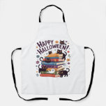 Ghost Cat Reading Books Lover Gifts Halloween Spoo Apron