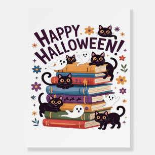 Ghost Cat Reading Books Lover Gifts Halloween Spoo Foam Board