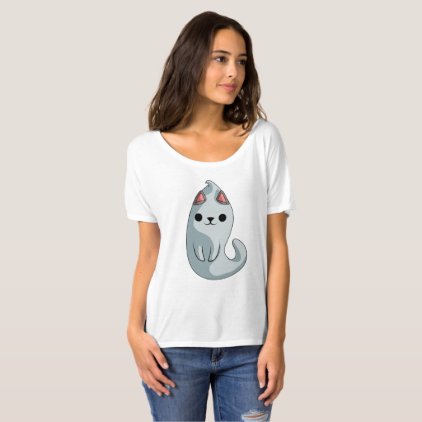 Ghost Cat T-Shirt Funny Halloween Gift Shirt