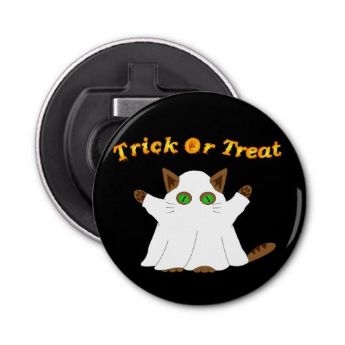 Ghost Cat Trick or Treat Bottle Opener