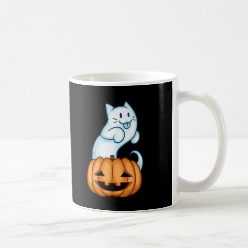 Ghost Cat with Pumpkin Coffee Mug