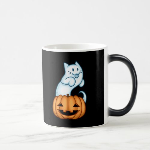 Ghost Cat with Pumpkin Magic Mug
