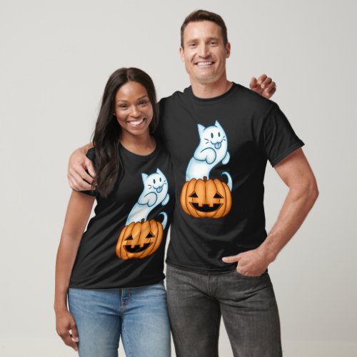 Ghost Cat with Pumpkin T_Shirt