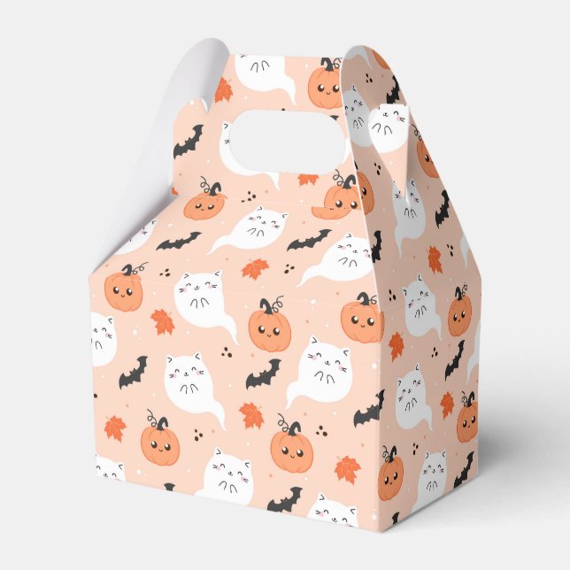 Ghost Cats and pumpkins Favor Boxes (Front Side)