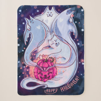 Ghost Cats Pumpkin Blanket