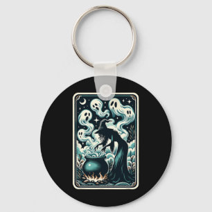 Ghost Cauldron Gothic Supernatural Tarot Card  Keychain