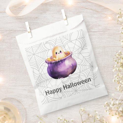 Ghost Cauldron Spiderwebs Cute Happy Halloween Favor Bag