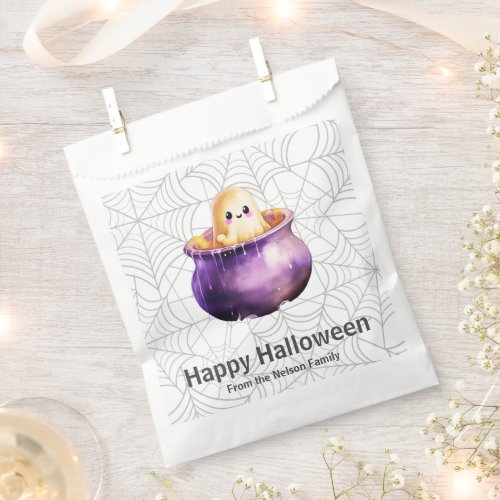Ghost Cauldron Spiderwebs Cute Happy Halloween Favor Bag