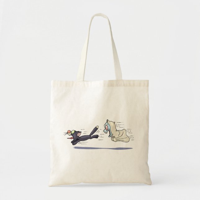 Ghost chasing Cat Tote Bag (Front)