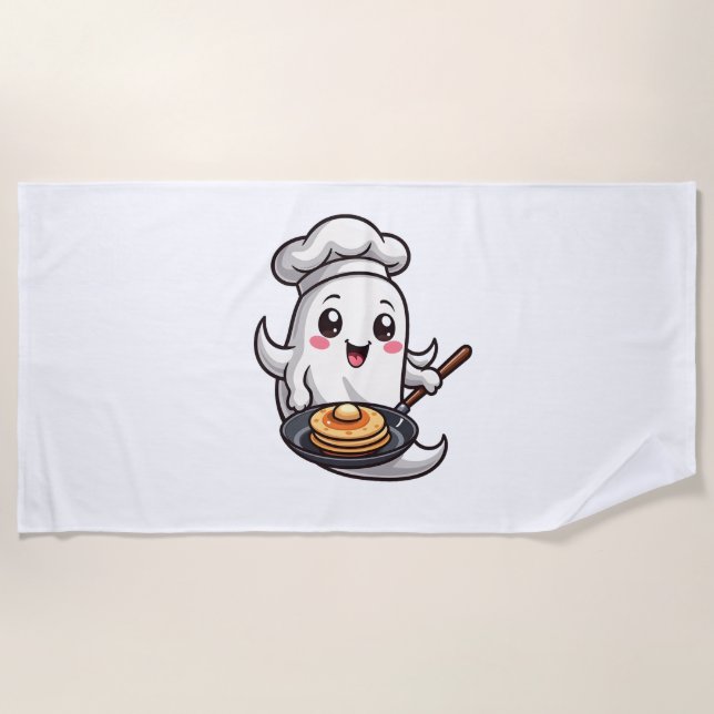 Ghost Chef – Funny Halloween Cooking Tee Beach Towel (Front)