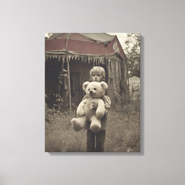 Ghost Child at the Abandoned Vintage Circus Tent Canvas Print (Front)