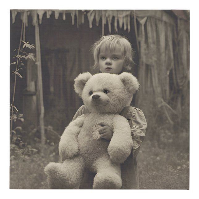 Ghost Child at the Abandoned Vintage Circus Tent Faux Canvas Print (Front)