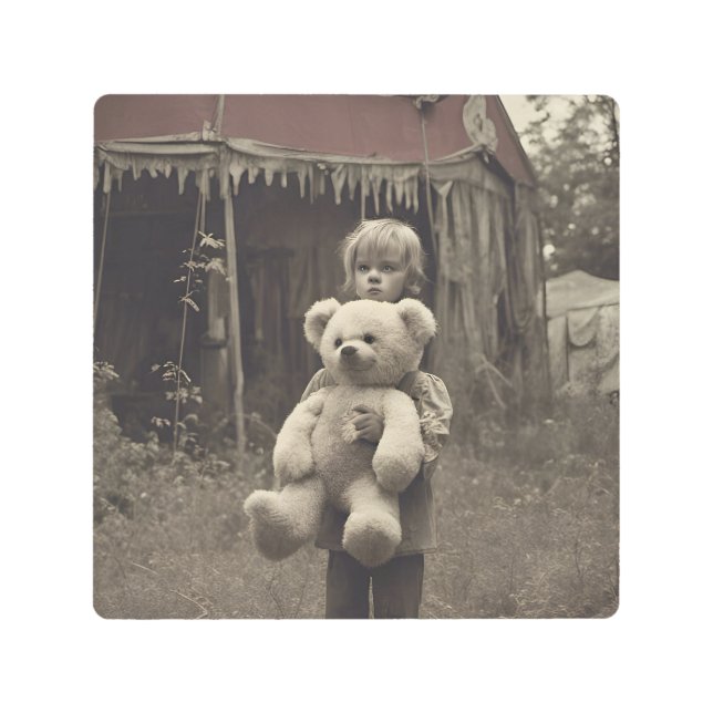 Ghost Child at the Abandoned Vintage Circus Tent Metal Print (Front)