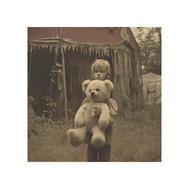 Ghost Child at the Abandoned Vintage Circus Tent Wood Wall Art (Front)