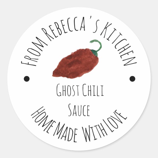 Ghost Chili Homemade Hot Sauce Classic Round Sticker (Front)