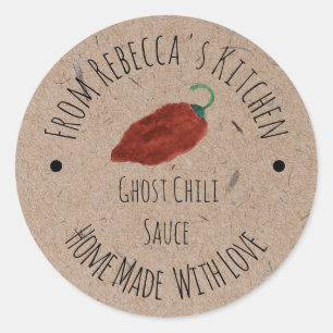 Ghost Chili Homemade Hot Sauce Kraft Paper Classic Round Sticker