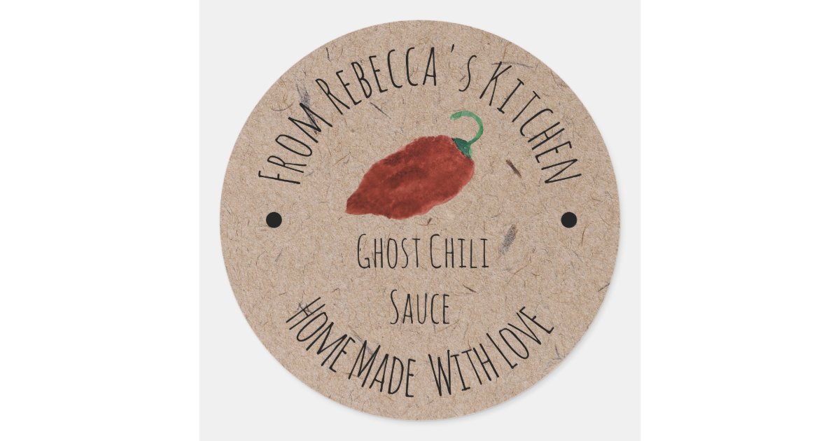 Ghost Chili Homemade Hot Sauce Kraft Paper Classic Round Sticker | Zazzle