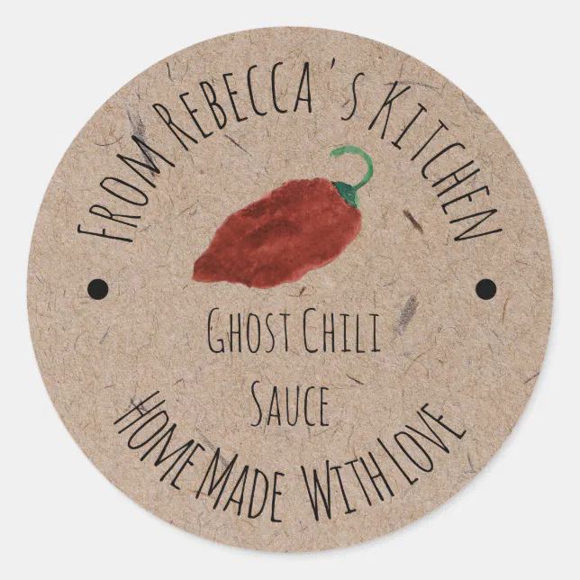 Ghost Chili Homemade Hot Sauce Kraft Paper Classic Round Sticker | Zazzle
