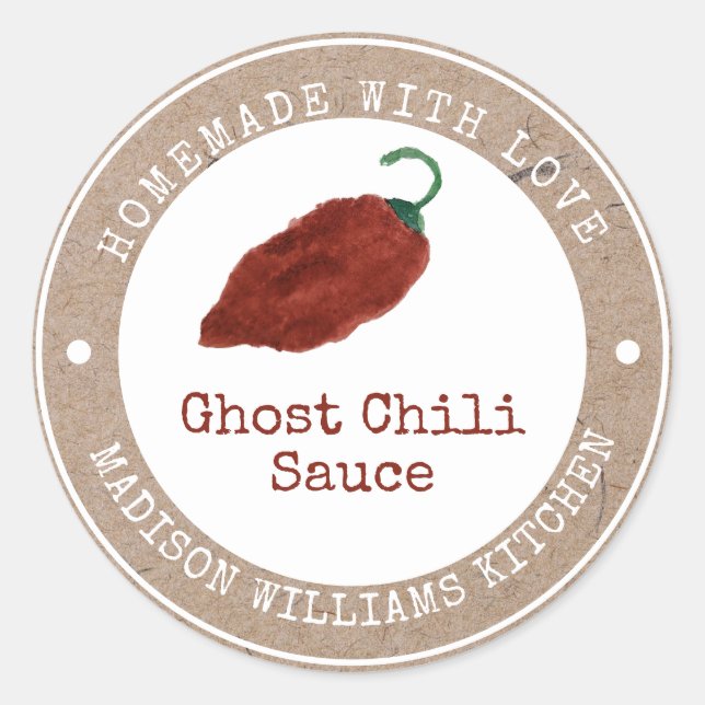 Ghost Chili Sauce Label | Homemade | Red Chili (Front)