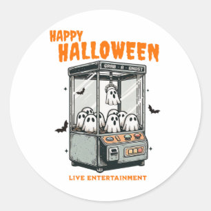 Ghost Claw Game Happy Halloween  Classic Round Sticker