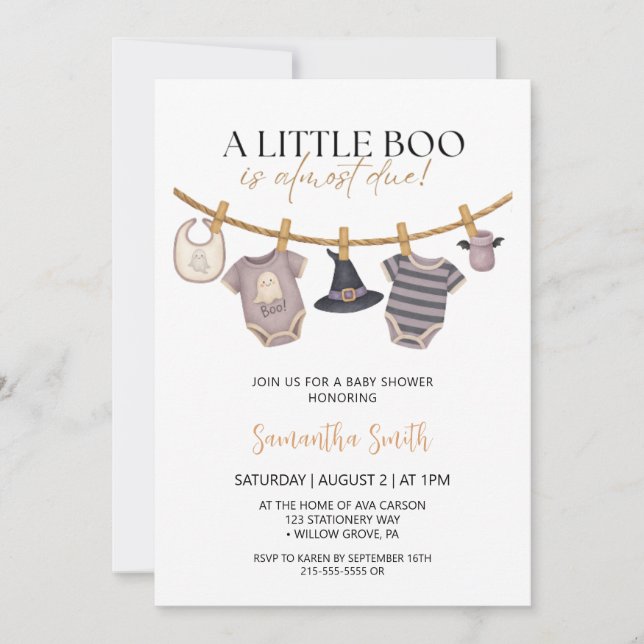  Ghost Clothesline Halloween Baby shower Invitation (Front)
