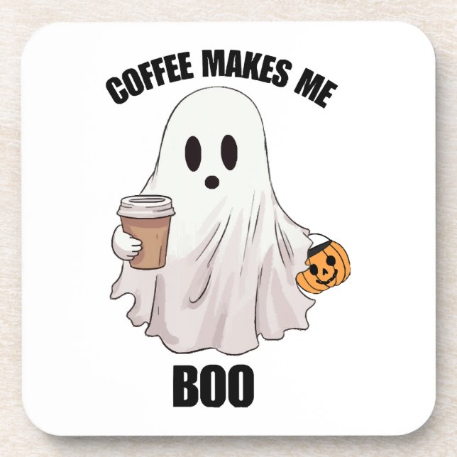 Ghost Coffee Halloween Funny  Beverage Coaster (Front)