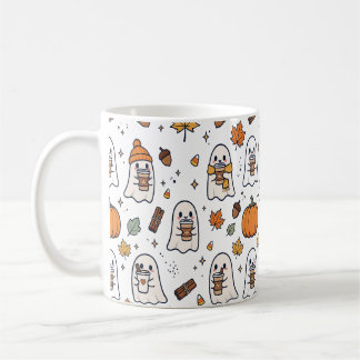 Ghost Coffee Raccoon Pumpkin Fall Pattern Mug