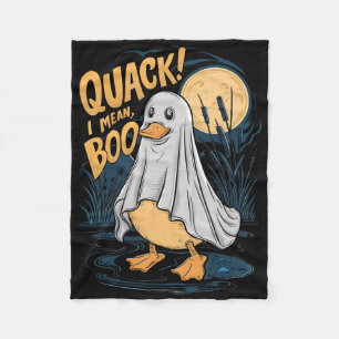 Ghost Costume Cute Duck Quack I Mean Boo Spooky Ha Fleece Blanket