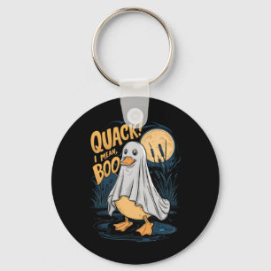 Ghost Costume Cute Duck Quack I Mean Boo Spooky Ha Keychain